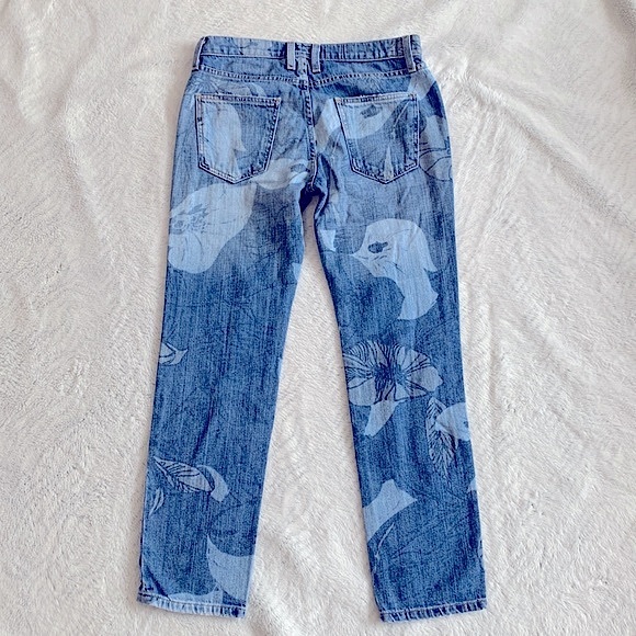 Current Elliott Hawaiian Floral Cropped Boyfriend Jeans Womens Size 24 Y2K - Picture 10 of 11